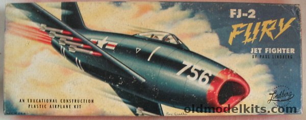 Lindberg 1/48 FJ-2 Fury Jet Fighter - First Logo Small Box Issue, 516 plastic model kit